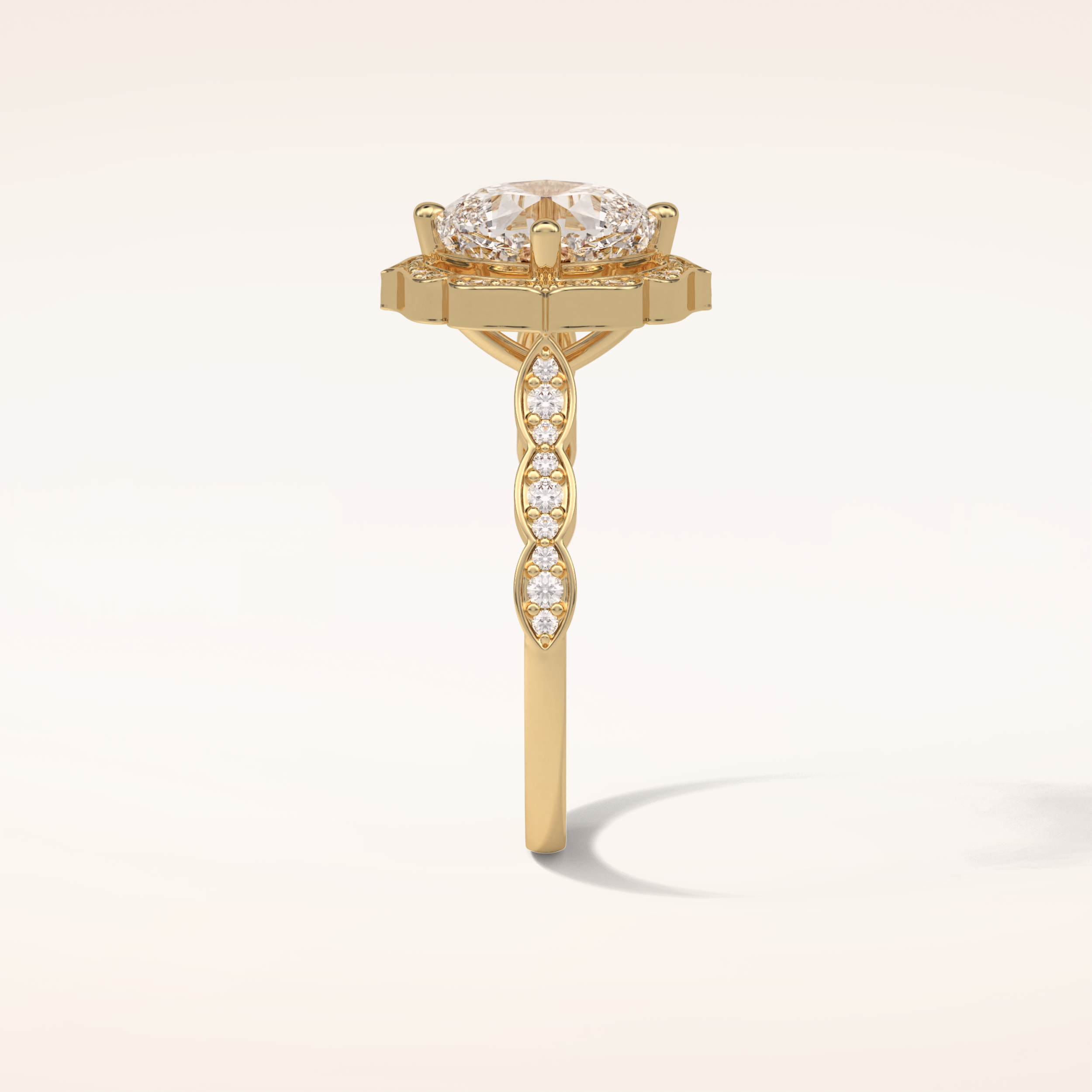 2.1 CT Cushion Shaped Halo & Pave Moissanite Engagement Ring