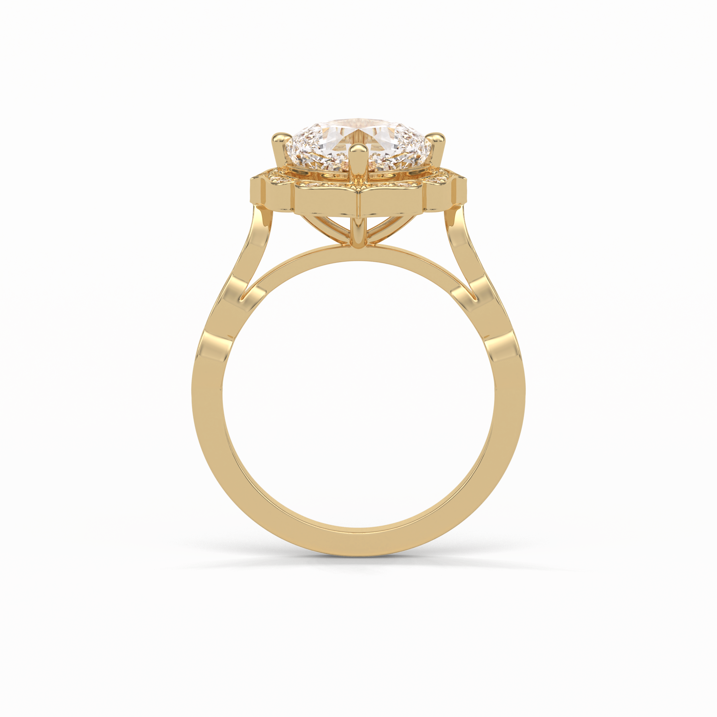 Cushion Cut Pave & Halo Lab Grown Diamond Engagement Ring