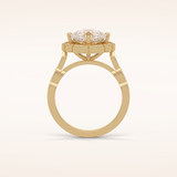 2.1 CT Cushion Shaped Halo & Pave Moissanite Engagement Ring