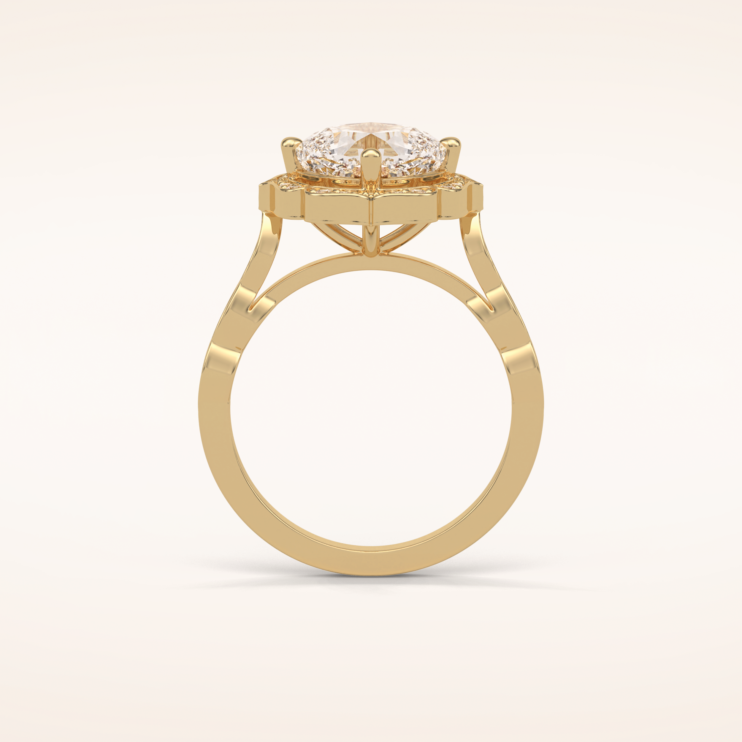 2.1 CT Cushion Shaped Halo & Pave Moissanite Engagement Ring