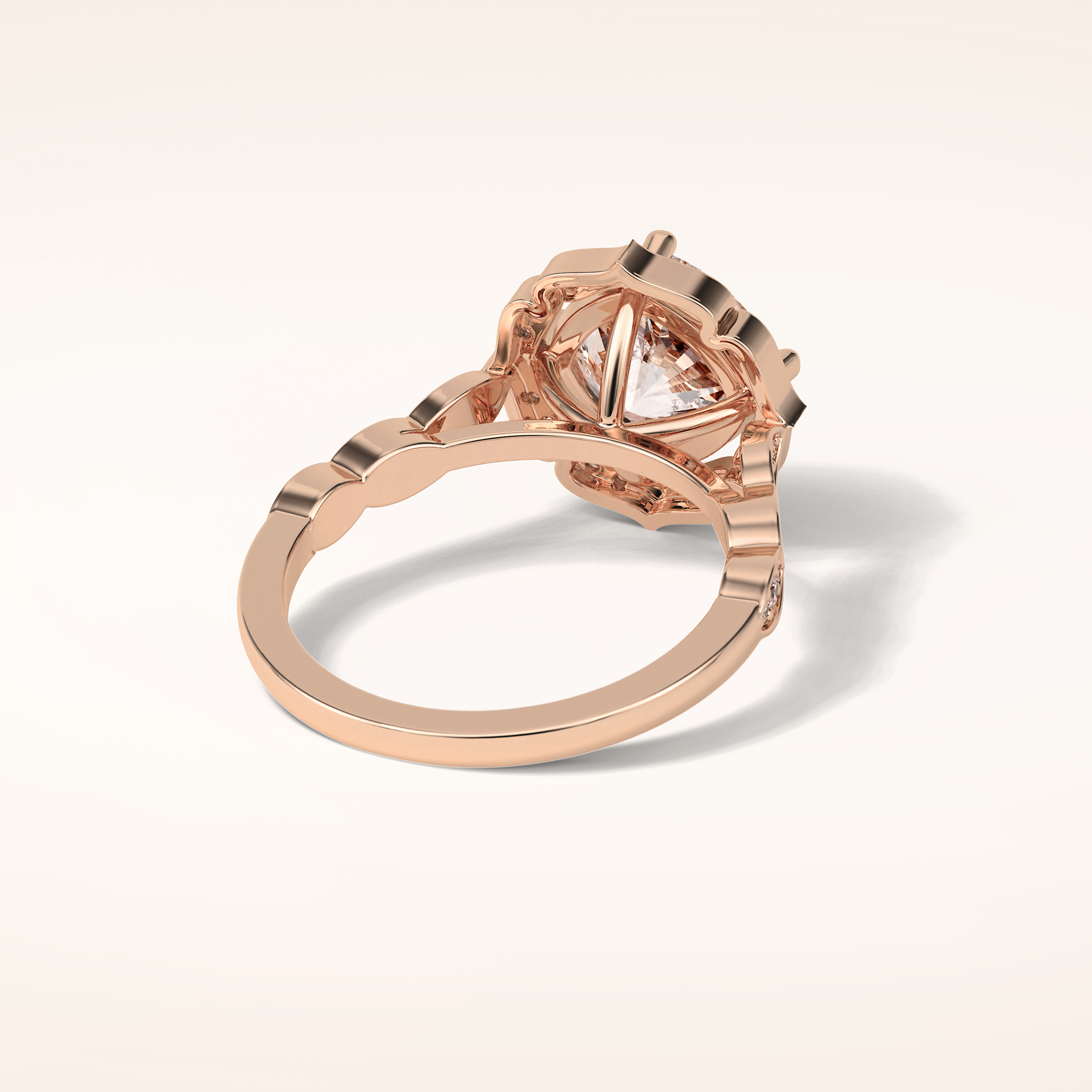 2.1 CT Cushion Shaped Halo & Pave Moissanite Engagement Ring