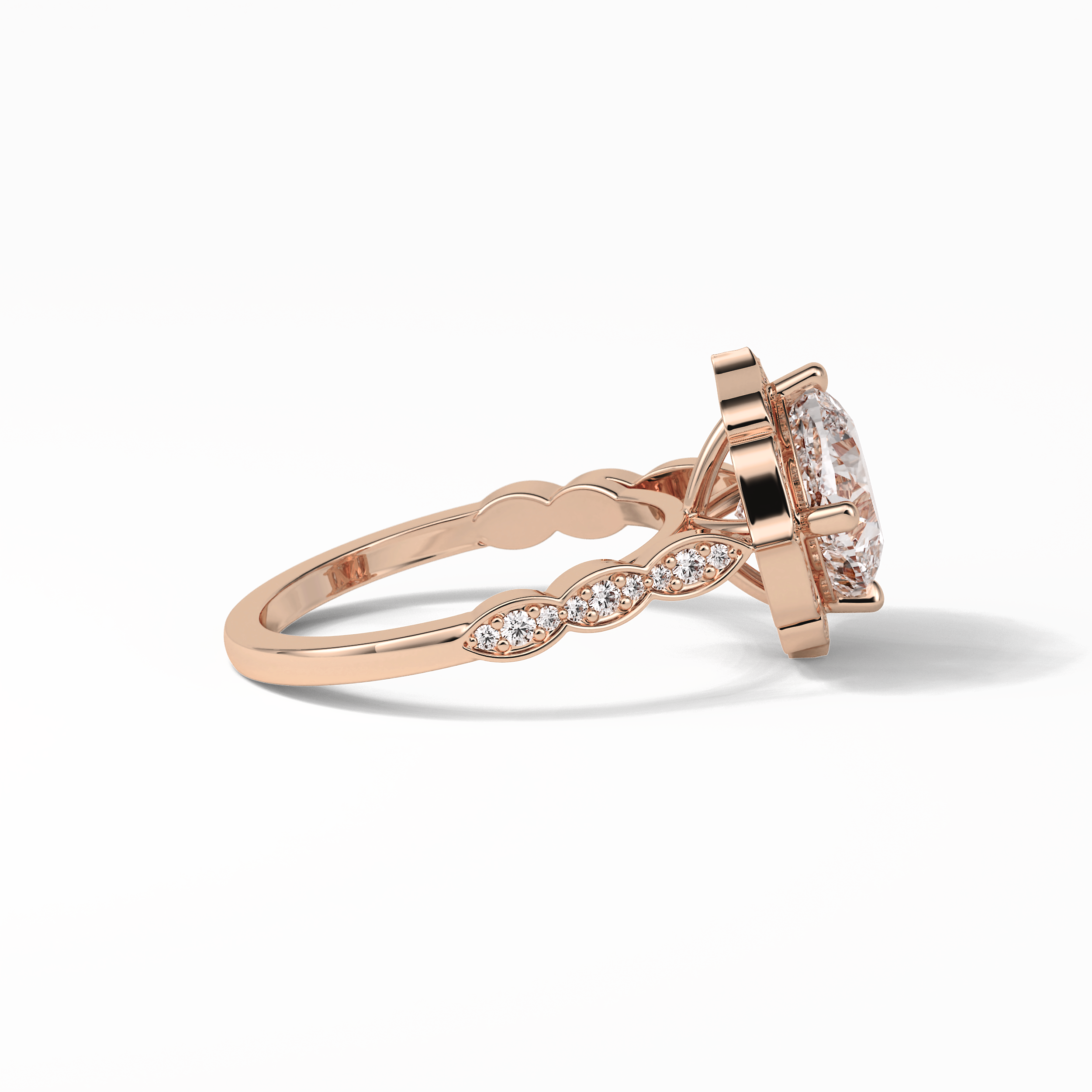 Cushion Cut Pave & Halo Lab Grown Diamond Engagement Ring