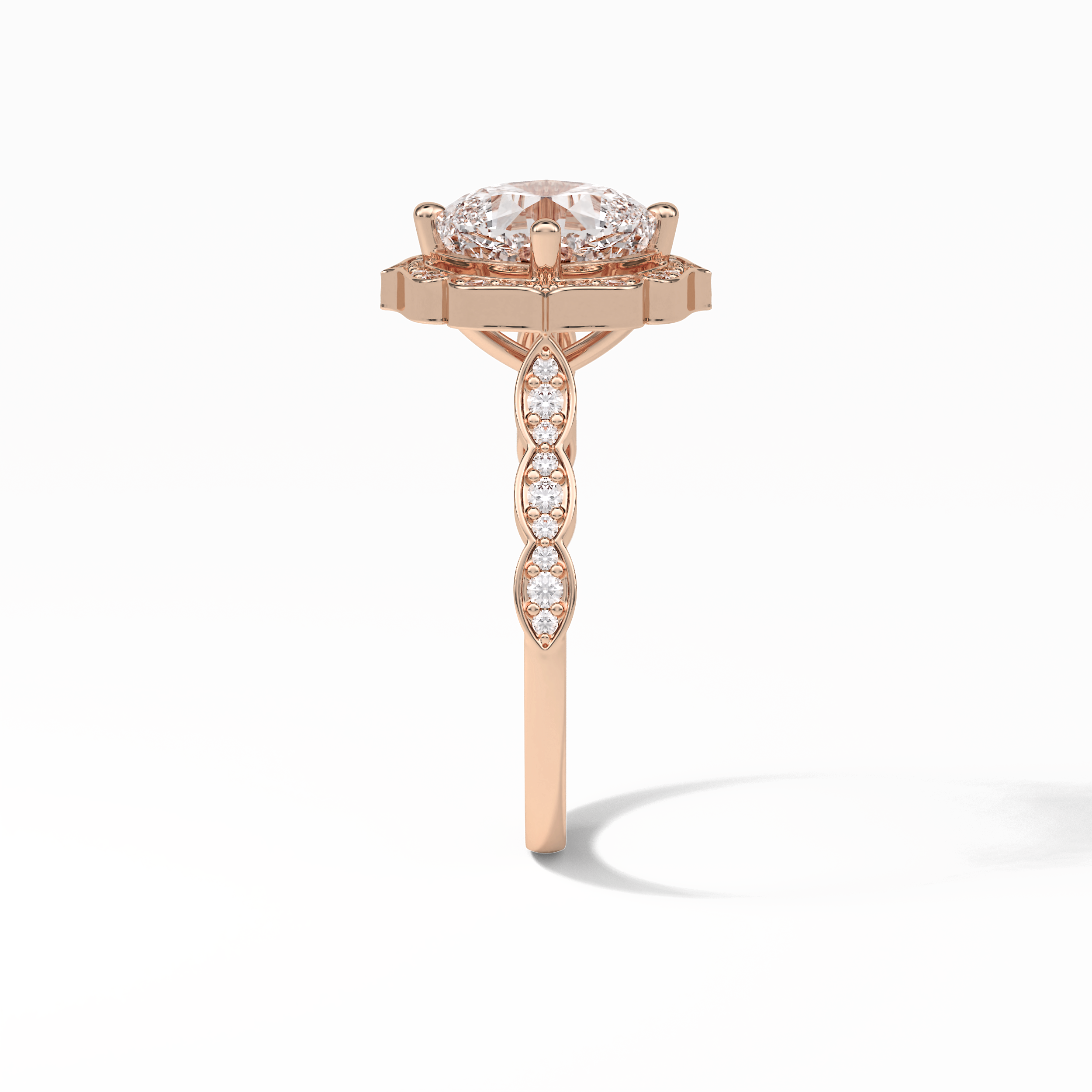 Cushion Cut Pave & Halo Lab Grown Diamond Engagement Ring