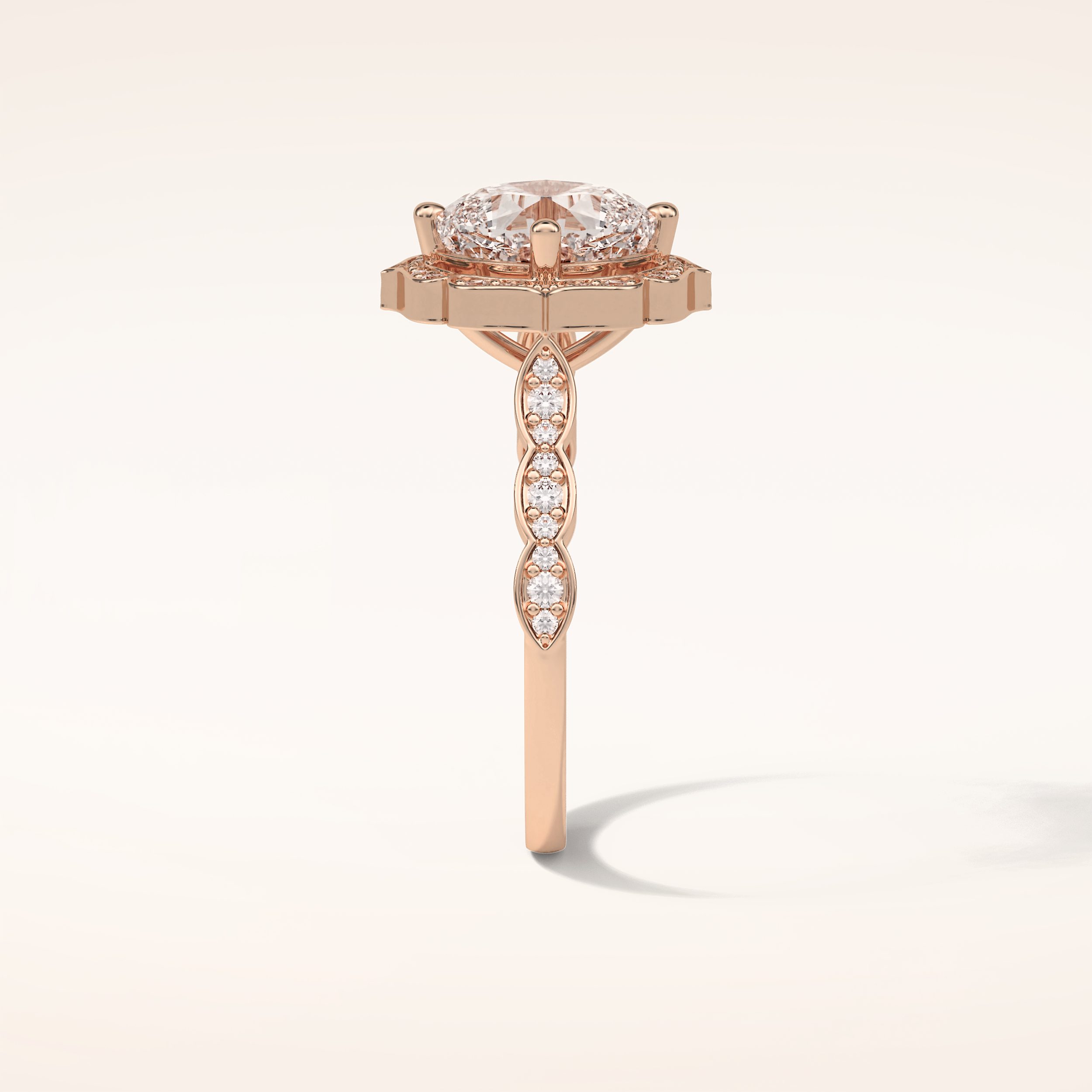 2.1 CT Cushion Shaped Halo & Pave Moissanite Engagement Ring