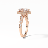 Cushion Cut Pave & Halo Lab Grown Diamond Engagement Ring