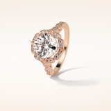 2.1 CT Cushion Shaped Halo & Pave Moissanite Engagement Ring