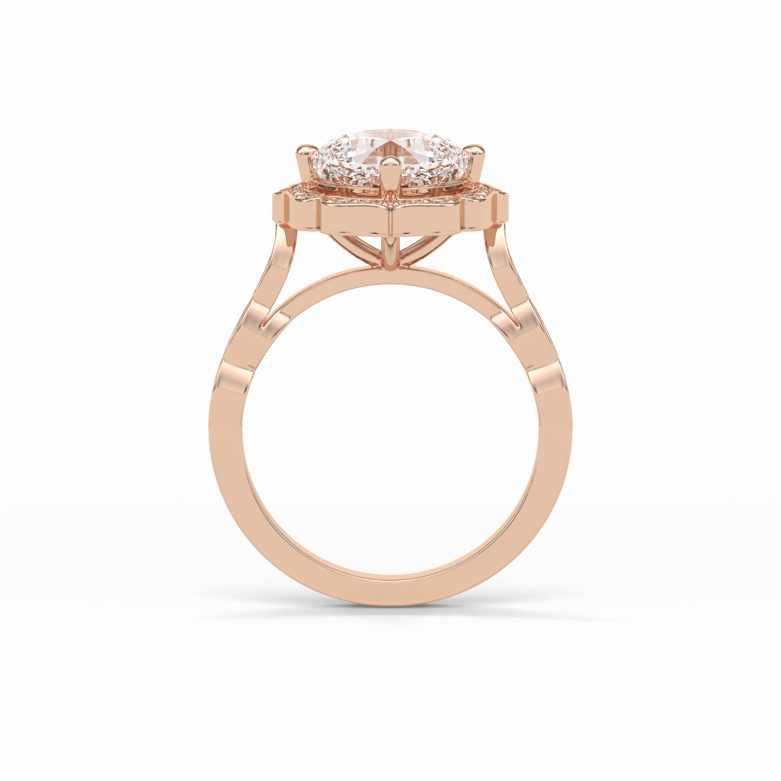 Cushion Cut Pave & Halo Lab Grown Diamond Engagement Ring