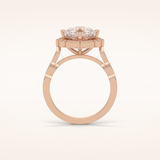 2.1 CT Cushion Shaped Halo & Pave Moissanite Engagement Ring