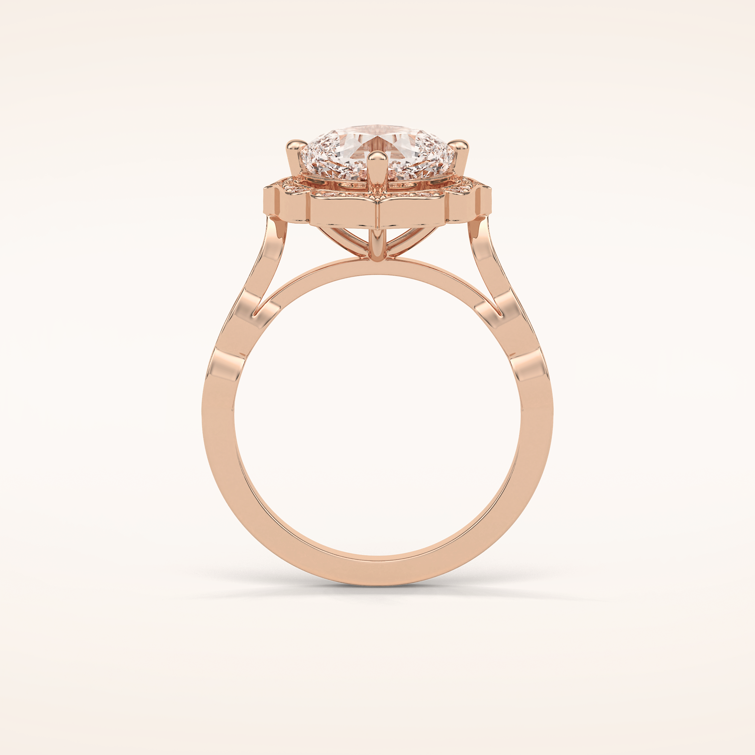 2.1 CT Cushion Shaped Halo & Pave Moissanite Engagement Ring