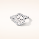2.1 CT Cushion Shaped Halo & Pave Moissanite Engagement Ring