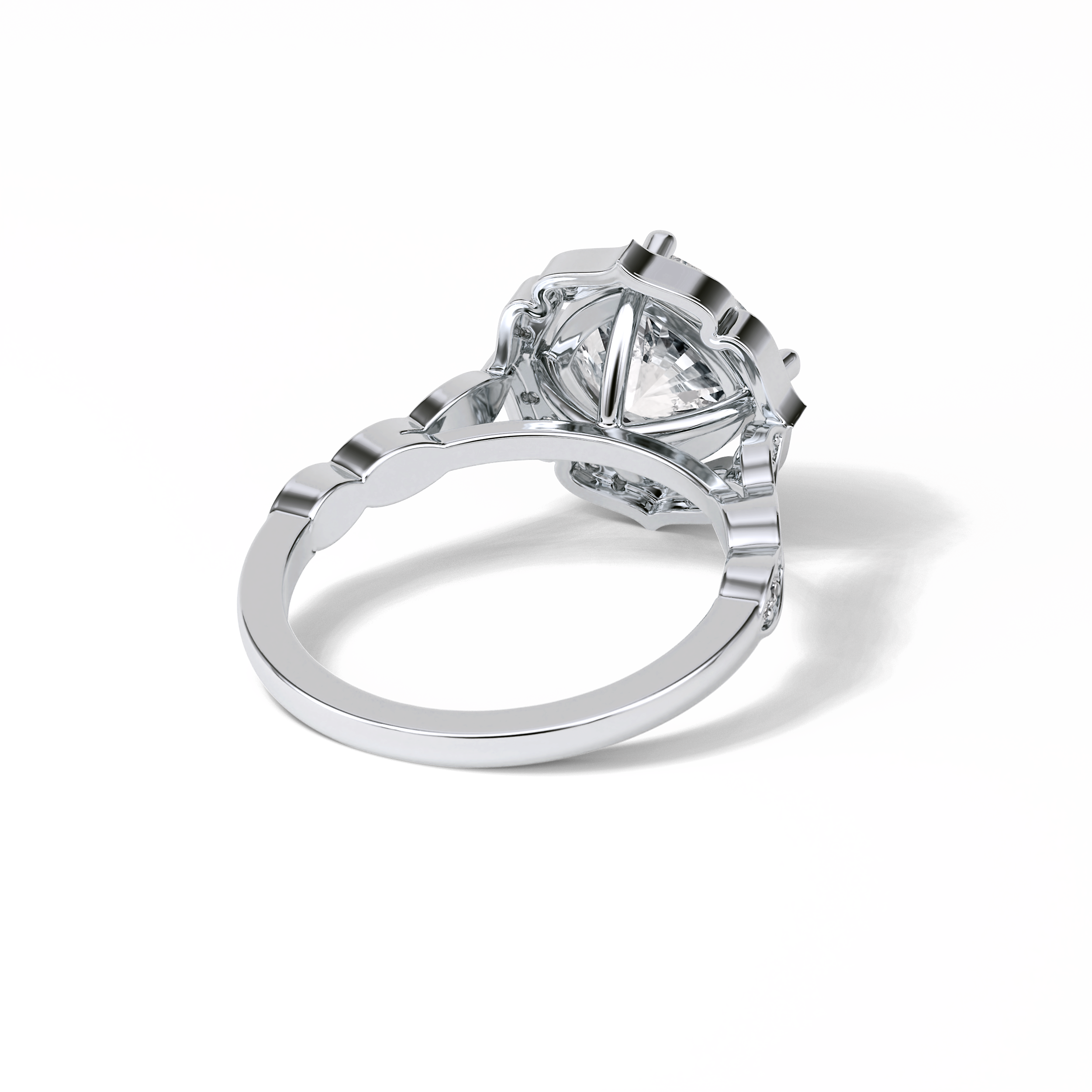 Cushion Cut Pave & Halo Lab Grown Diamond Engagement Ring