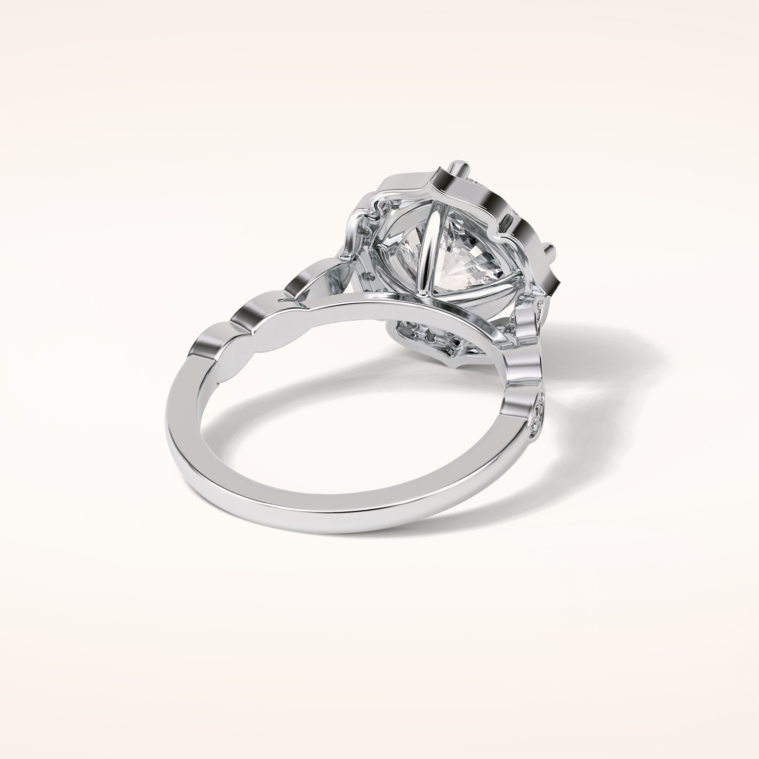 2.1 CT Cushion Shaped Halo & Pave Moissanite Engagement Ring