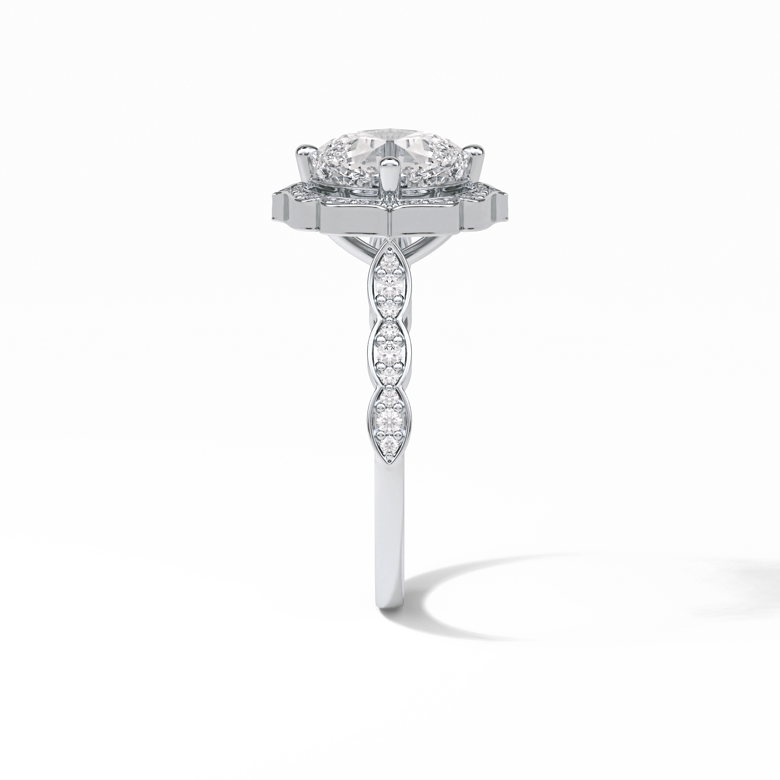 Cushion Cut Pave & Halo Lab Grown Diamond Engagement Ring
