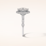 2.1 CT Cushion Shaped Halo & Pave Moissanite Engagement Ring