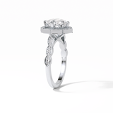 Cushion Cut Pave & Halo Lab Grown Diamond Engagement Ring