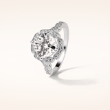 2.1 CT Cushion Shaped Halo & Pave Moissanite Engagement Ring