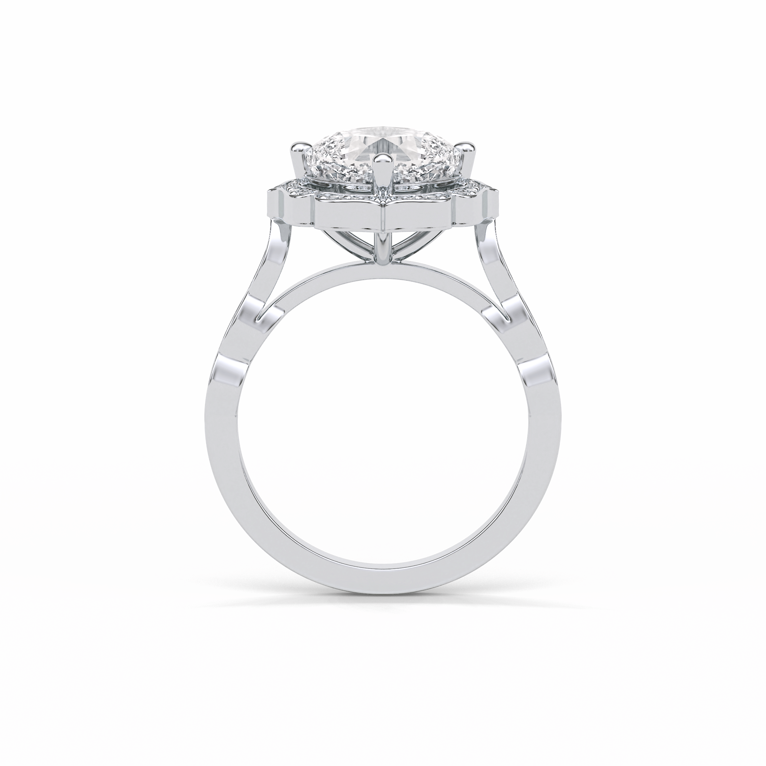 Cushion Cut Pave & Halo Lab Grown Diamond Engagement Ring