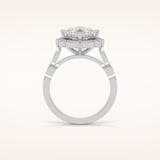 2.1 CT Cushion Shaped Halo & Pave Moissanite Engagement Ring