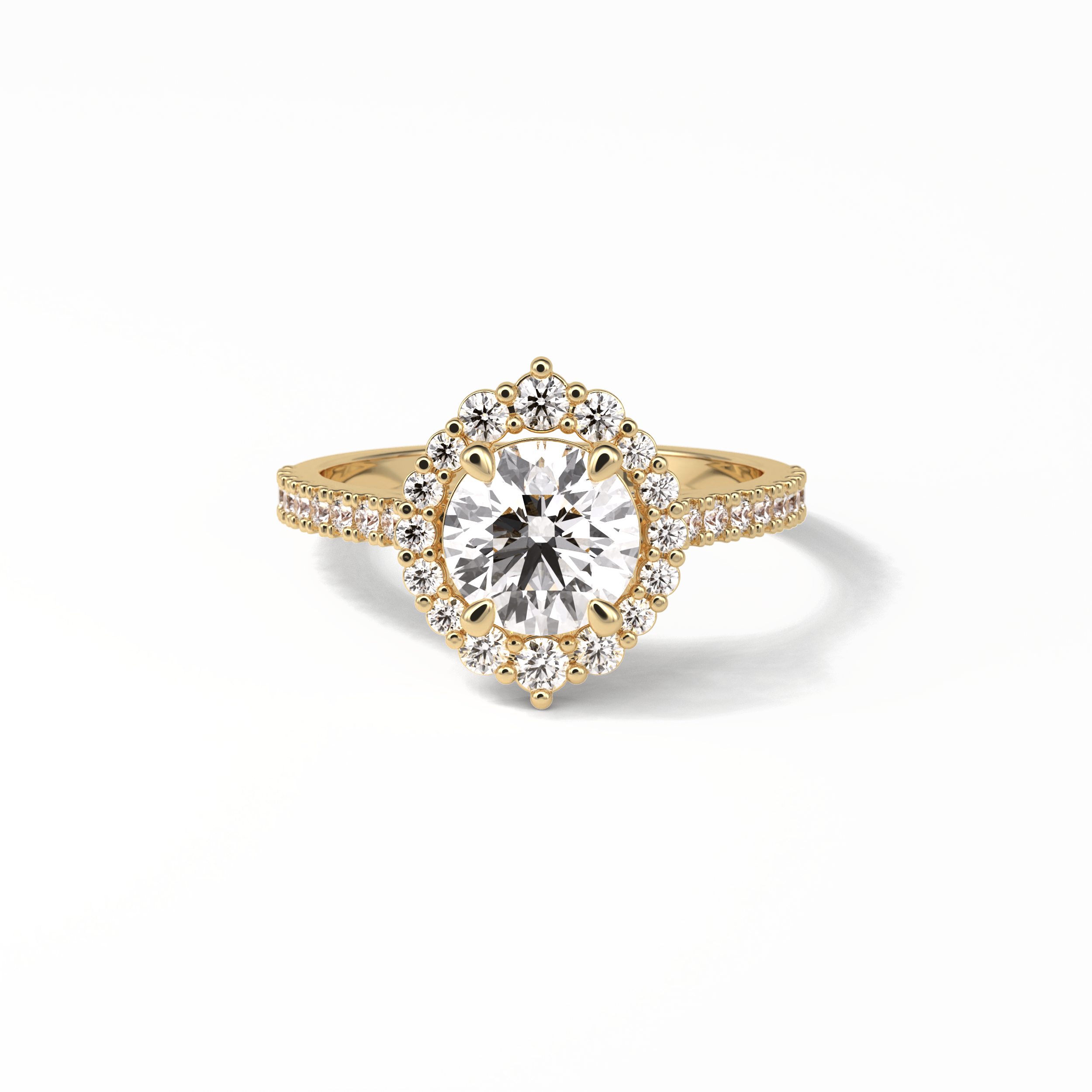 Round Pave & Halo Lab Grown Diamond Engagement Ring