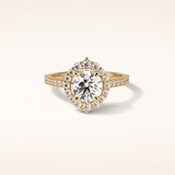 1.25 CT Round Shaped Halo & Pave Moissanite Engagement Ring