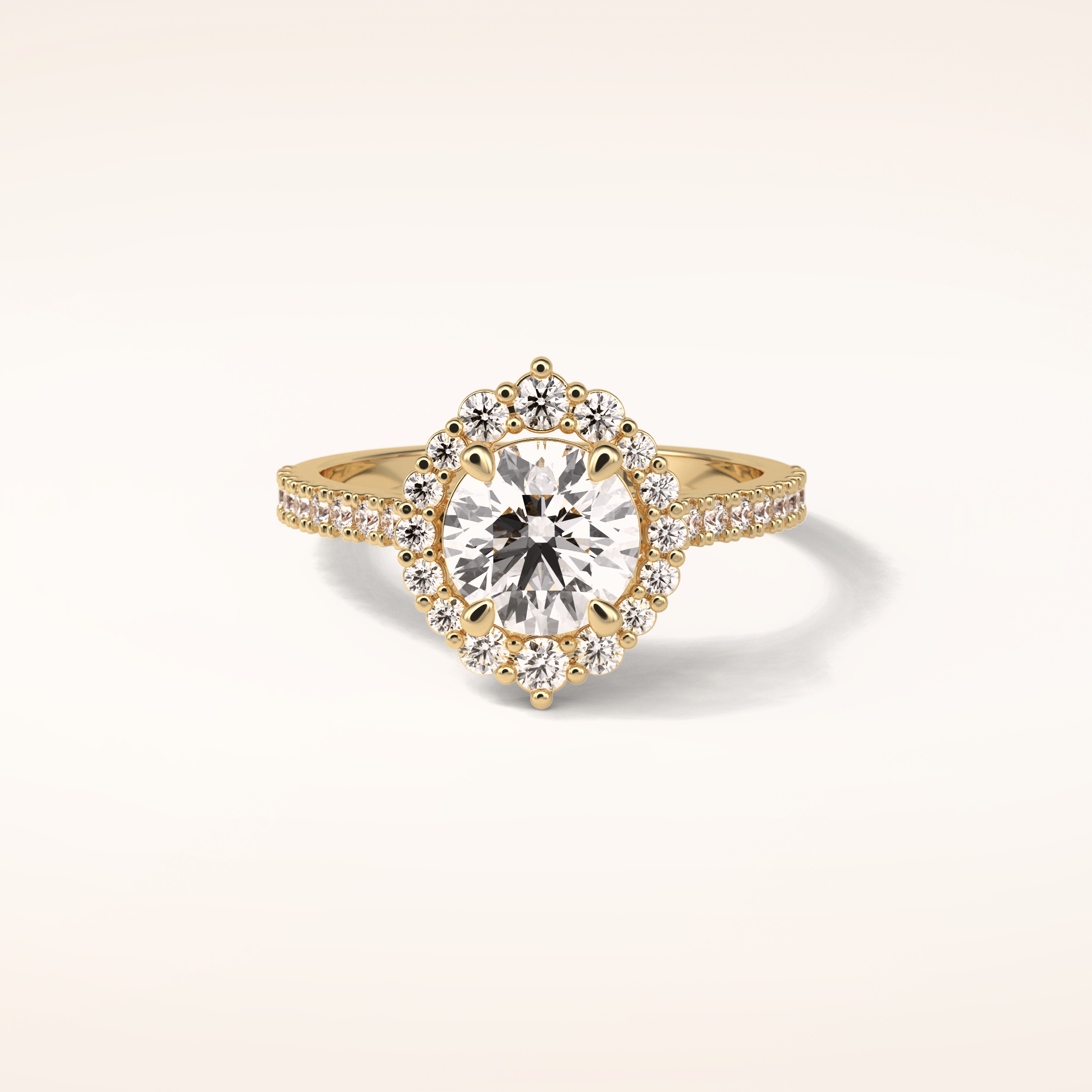 1.25 CT Round Shaped Halo & Pave Moissanite Engagement Ring