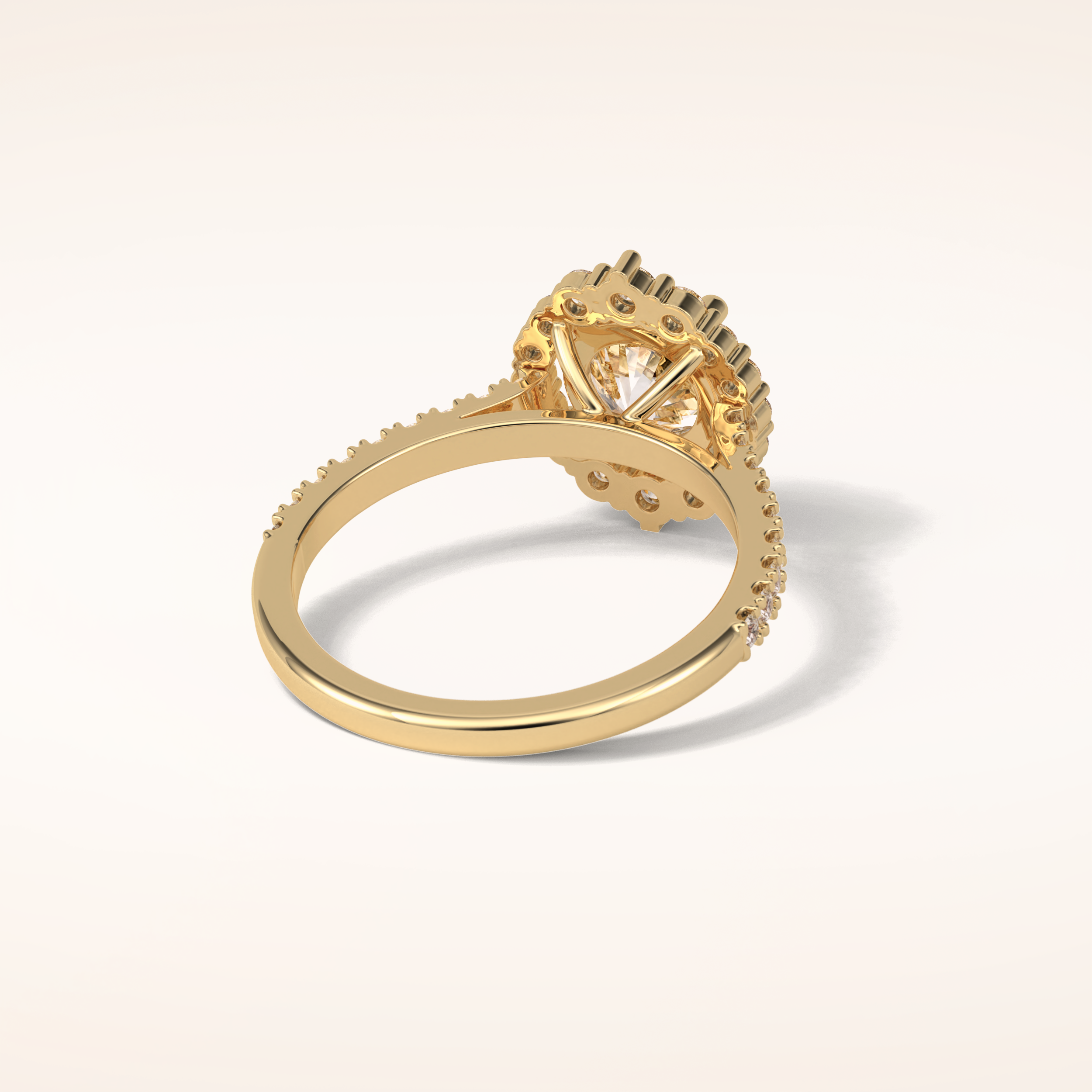 1.25 CT Round Shaped Halo & Pave Moissanite Engagement Ring