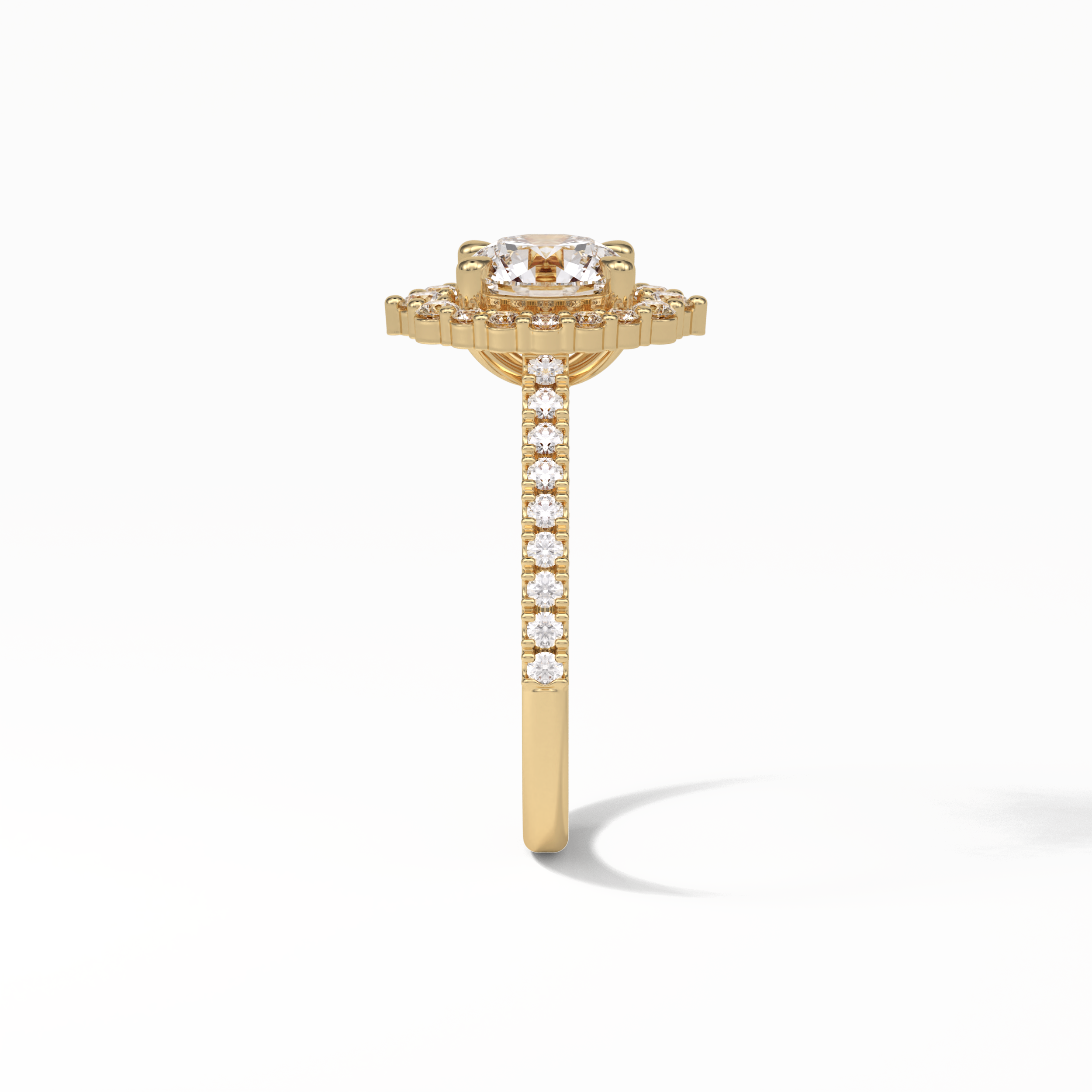 Round Pave & Halo Lab Grown Diamond Engagement Ring