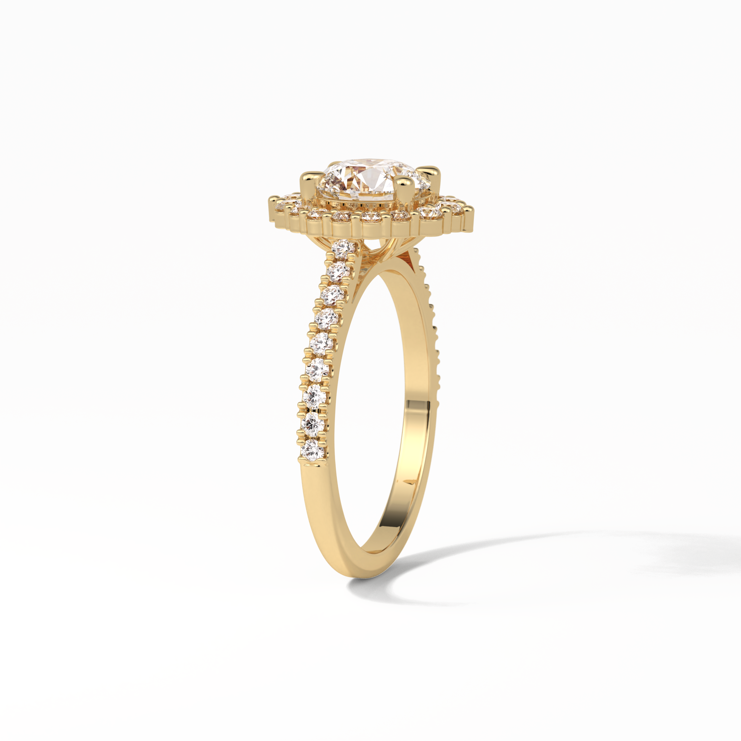 Round Pave & Halo Lab Grown Diamond Engagement Ring