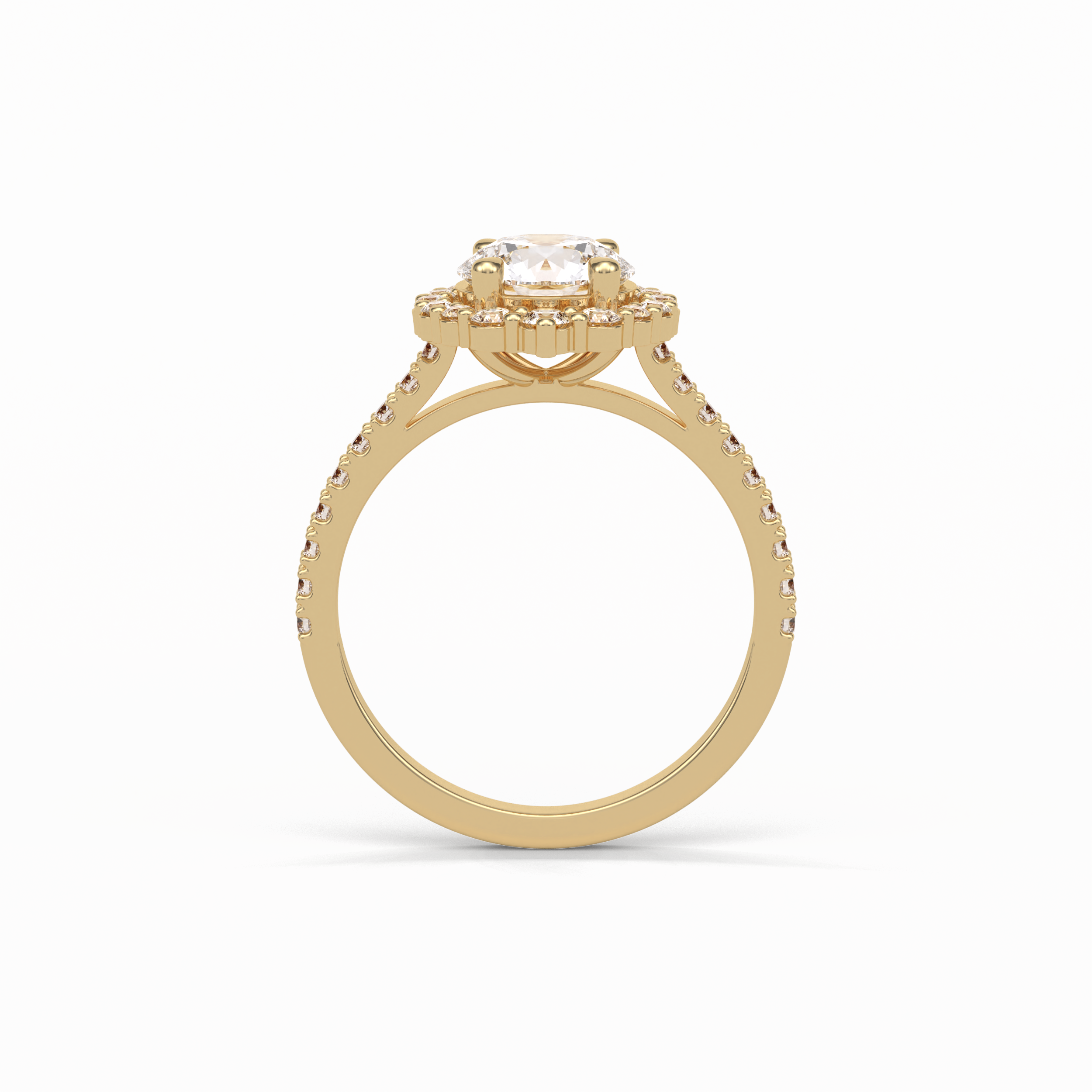 Round Pave & Halo Lab Grown Diamond Engagement Ring