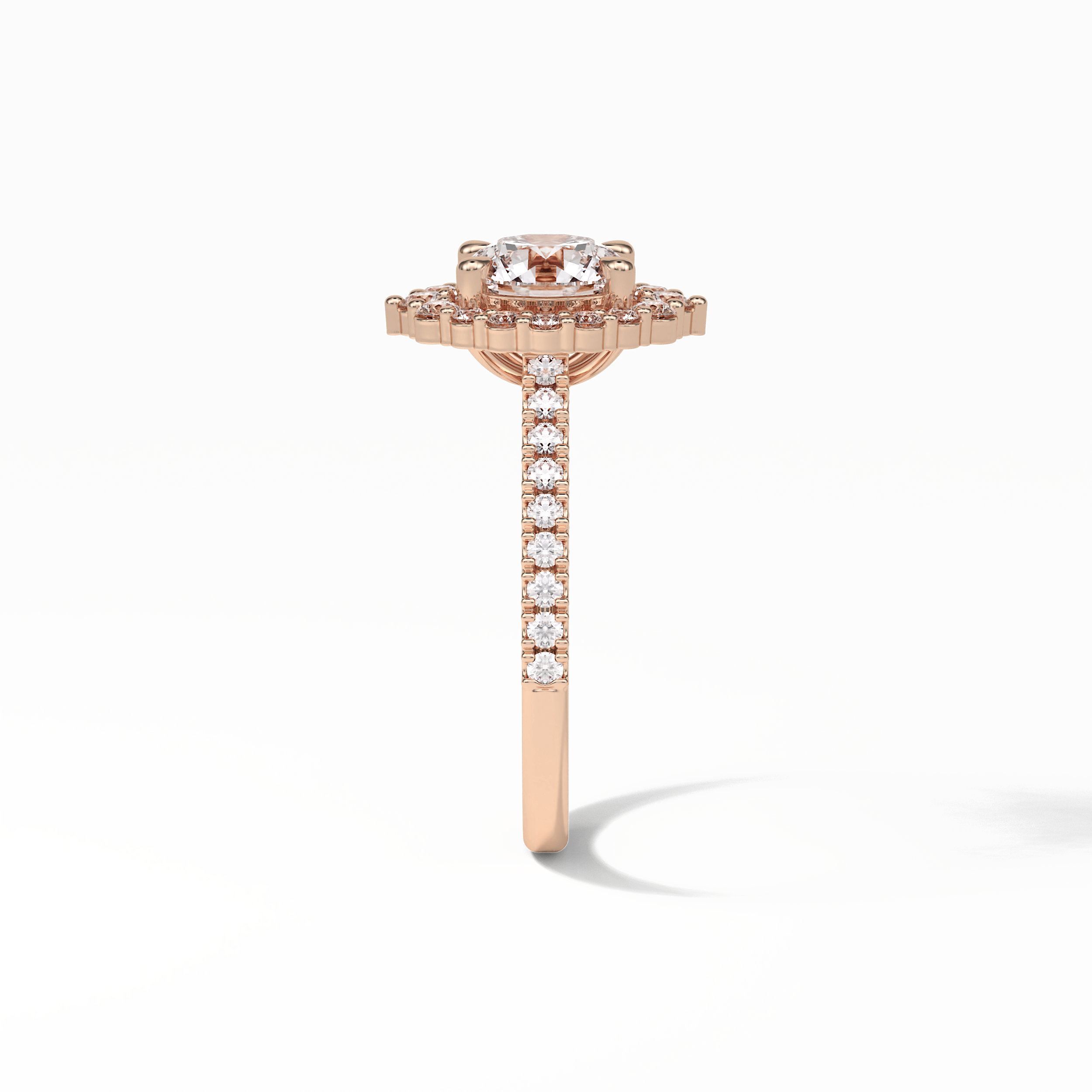 Round Pave & Halo Lab Grown Diamond Engagement Ring