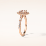 1.25 CT Round Shaped Halo & Pave Moissanite Engagement Ring