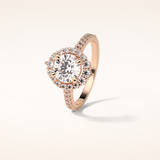 1.25 CT Round Shaped Halo & Pave Moissanite Engagement Ring