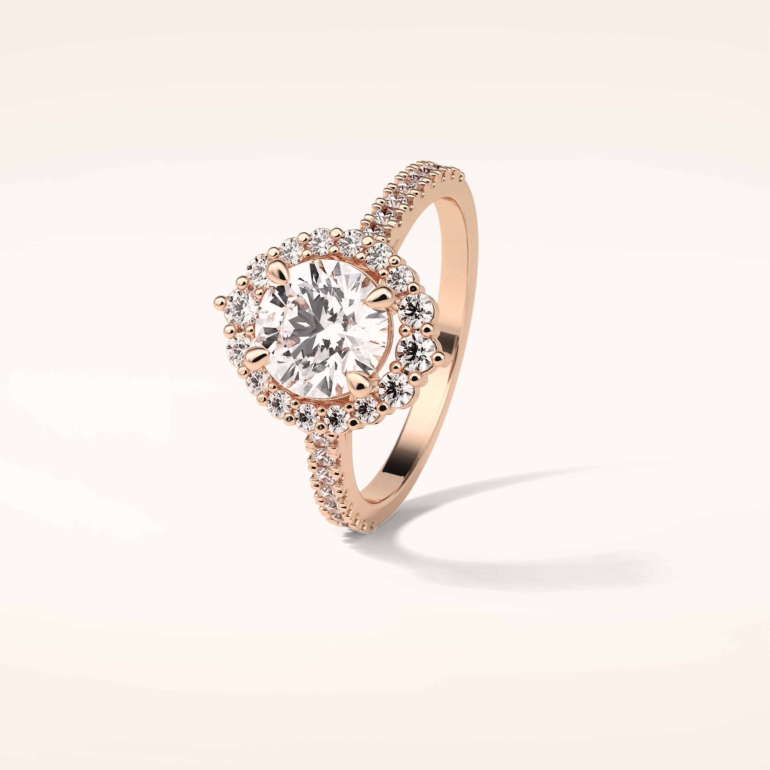 1.25 CT Round Shaped Halo & Pave Moissanite Engagement Ring