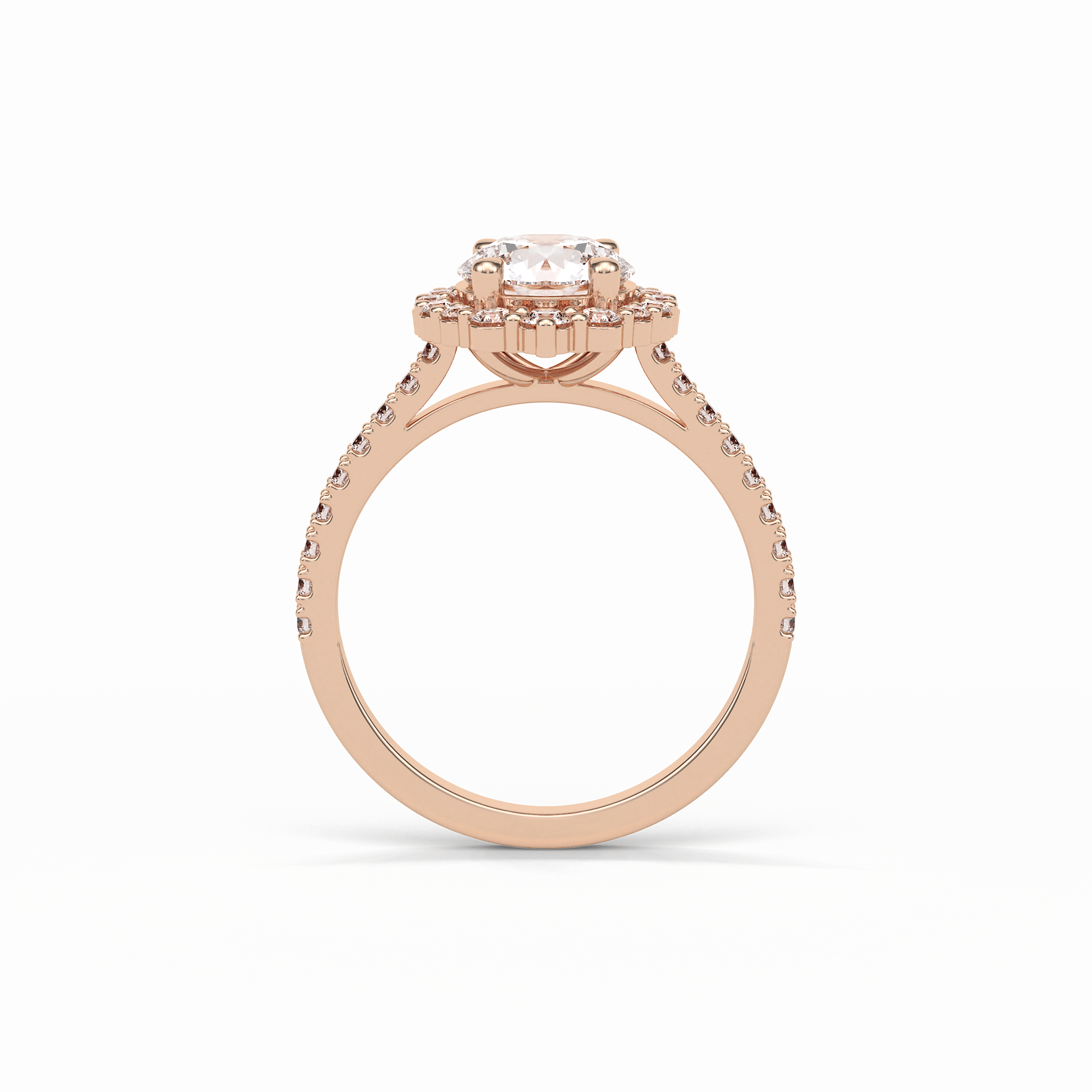 Round Pave & Halo Lab Grown Diamond Engagement Ring