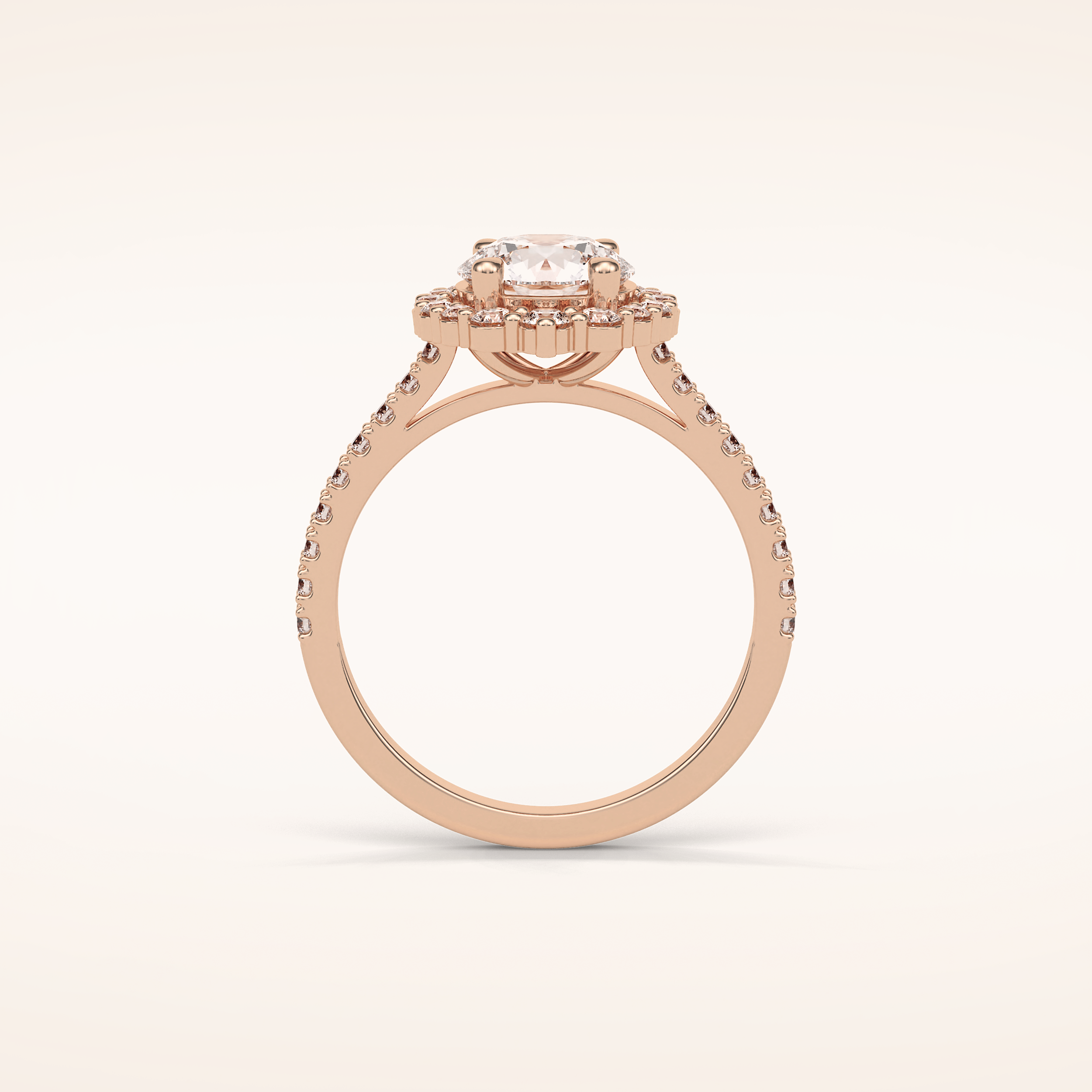 1.25 CT Round Shaped Halo & Pave Moissanite Engagement Ring