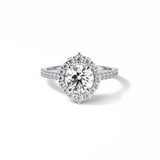 Round Pave & Halo Lab Grown Diamond Engagement Ring