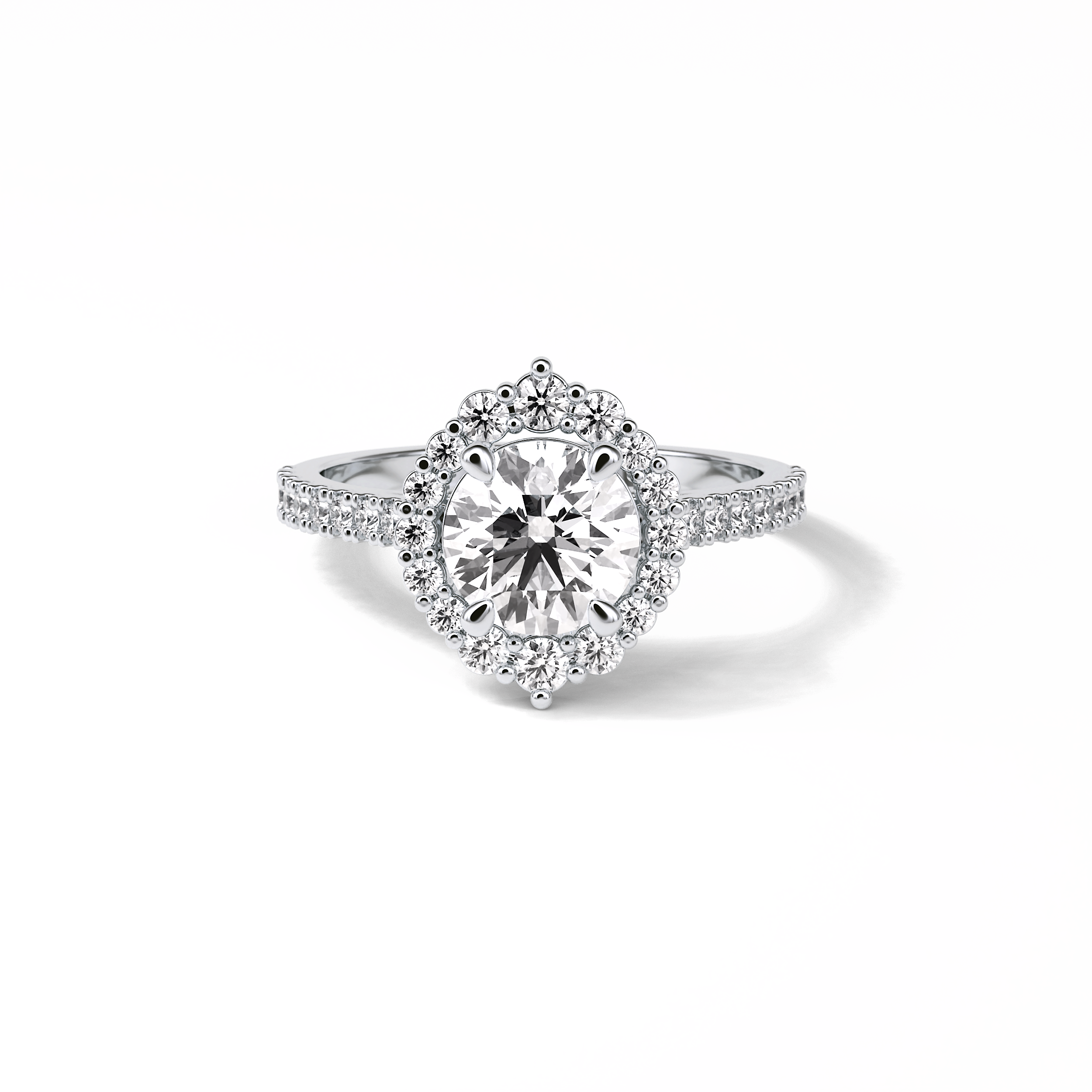 Round Pave & Halo Lab Grown Diamond Engagement Ring