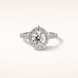1.25 CT Round Shaped Halo & Pave Moissanite Engagement Ring