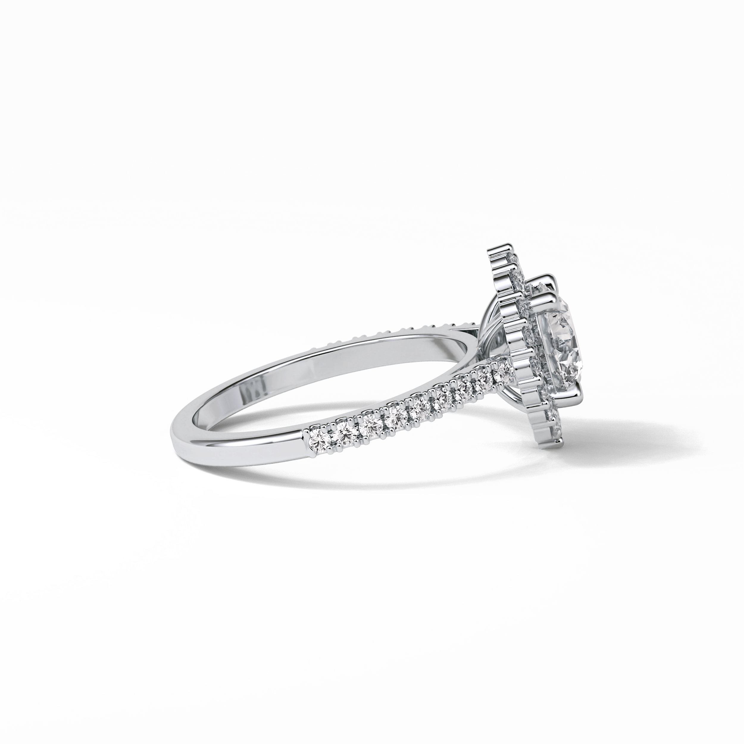 Round Pave & Halo Lab Grown Diamond Engagement Ring