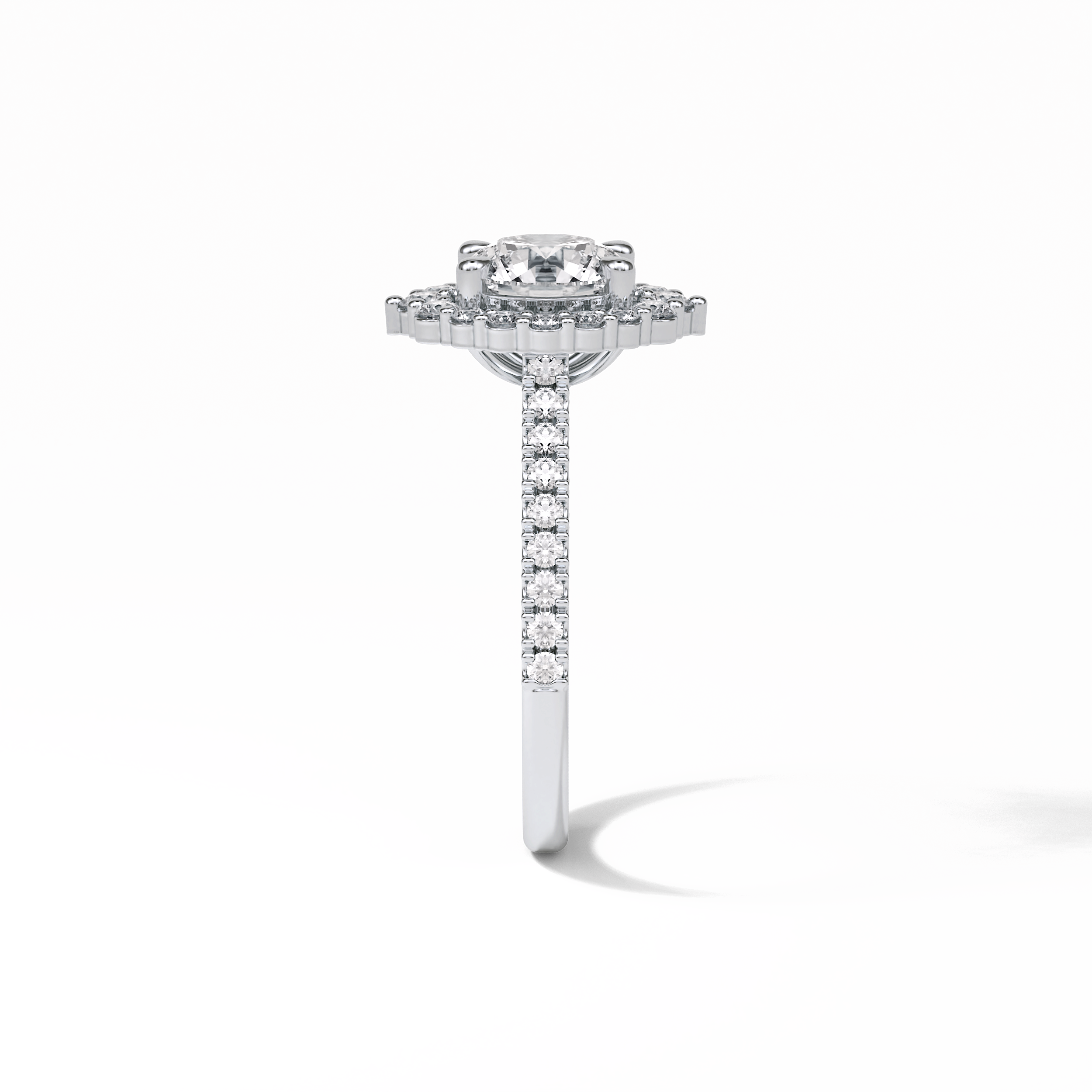 Round Pave & Halo Lab Grown Diamond Engagement Ring