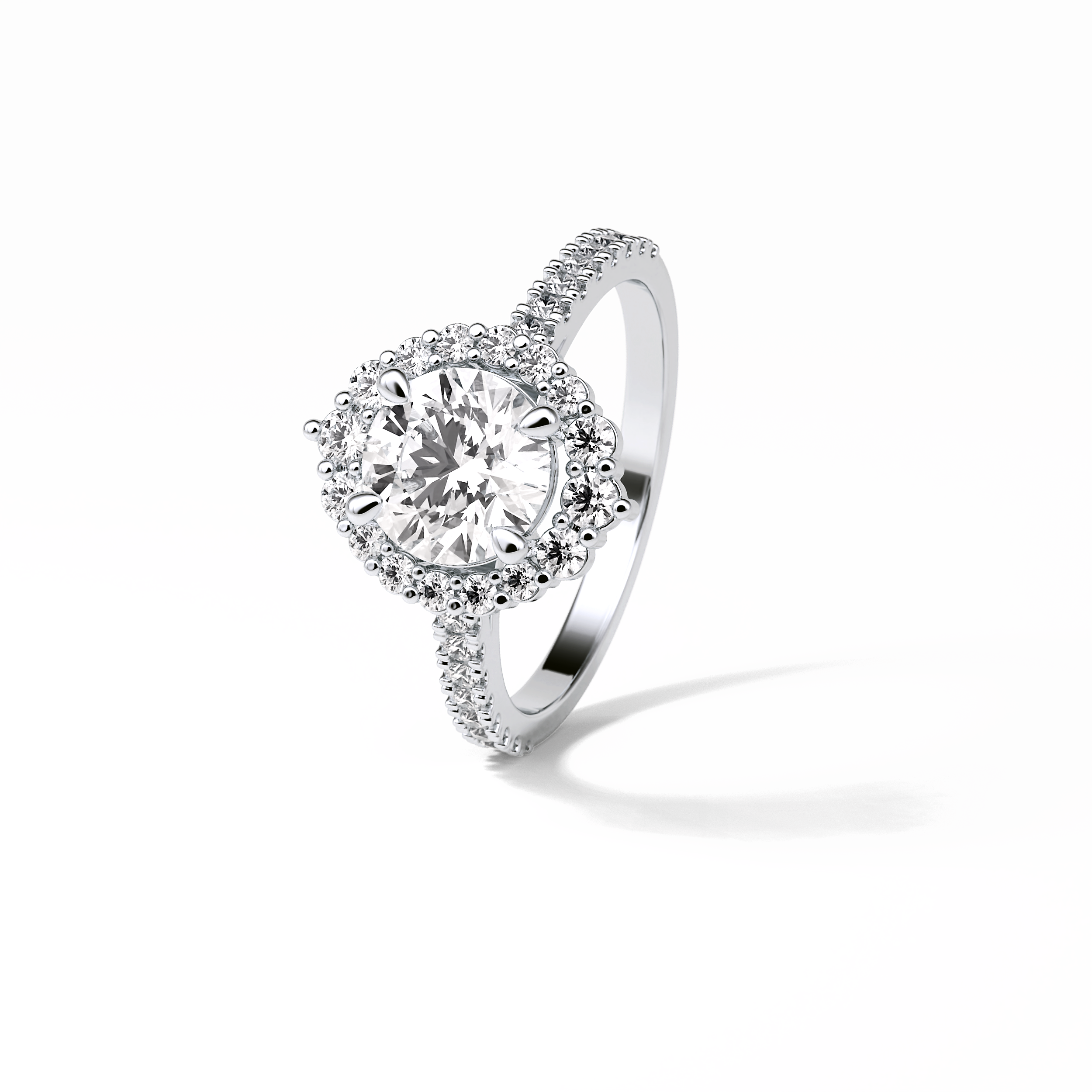 Round Pave & Halo Lab Grown Diamond Engagement Ring