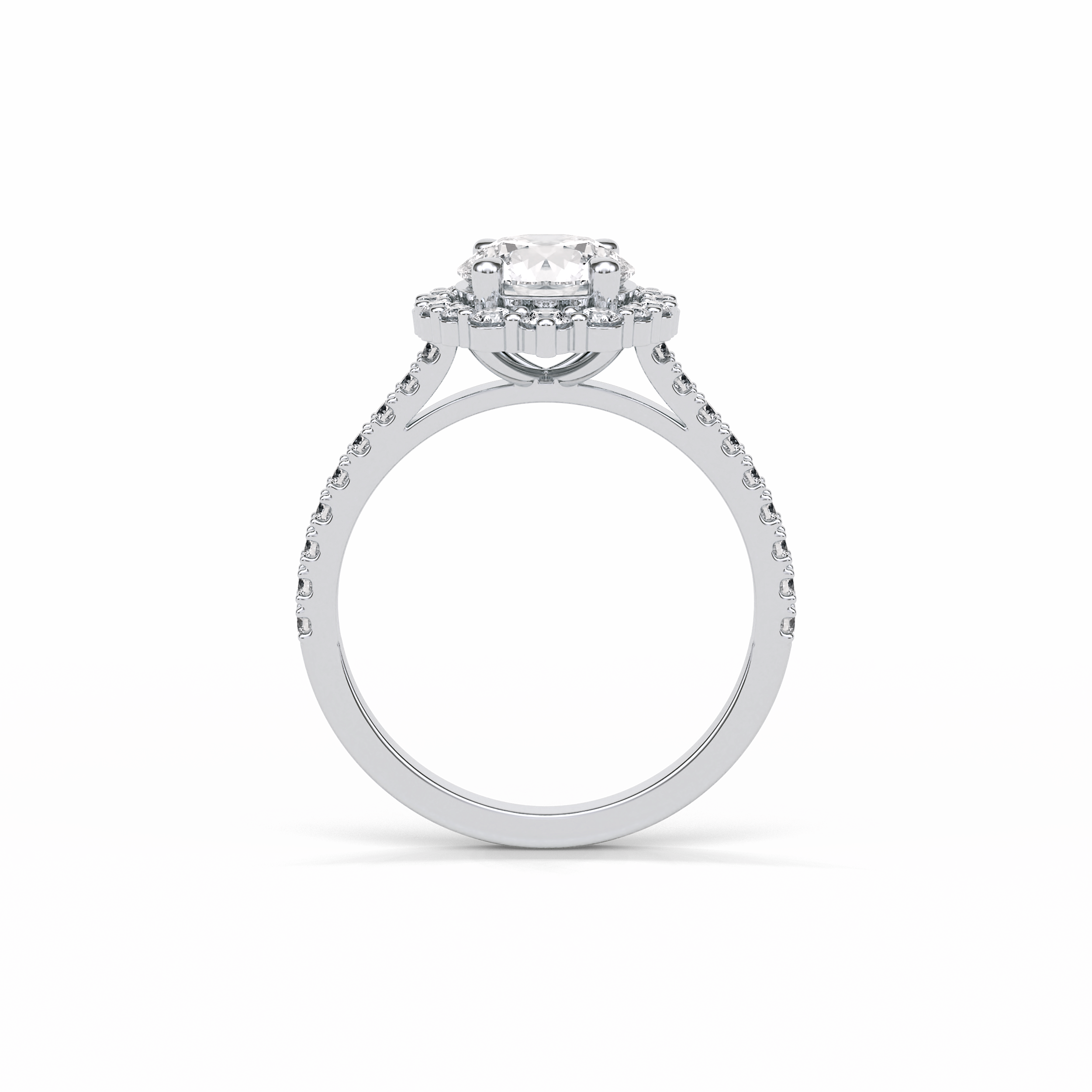 Round Pave & Halo Lab Grown Diamond Engagement Ring