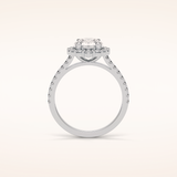 1.25 CT Round Shaped Halo & Pave Moissanite Engagement Ring