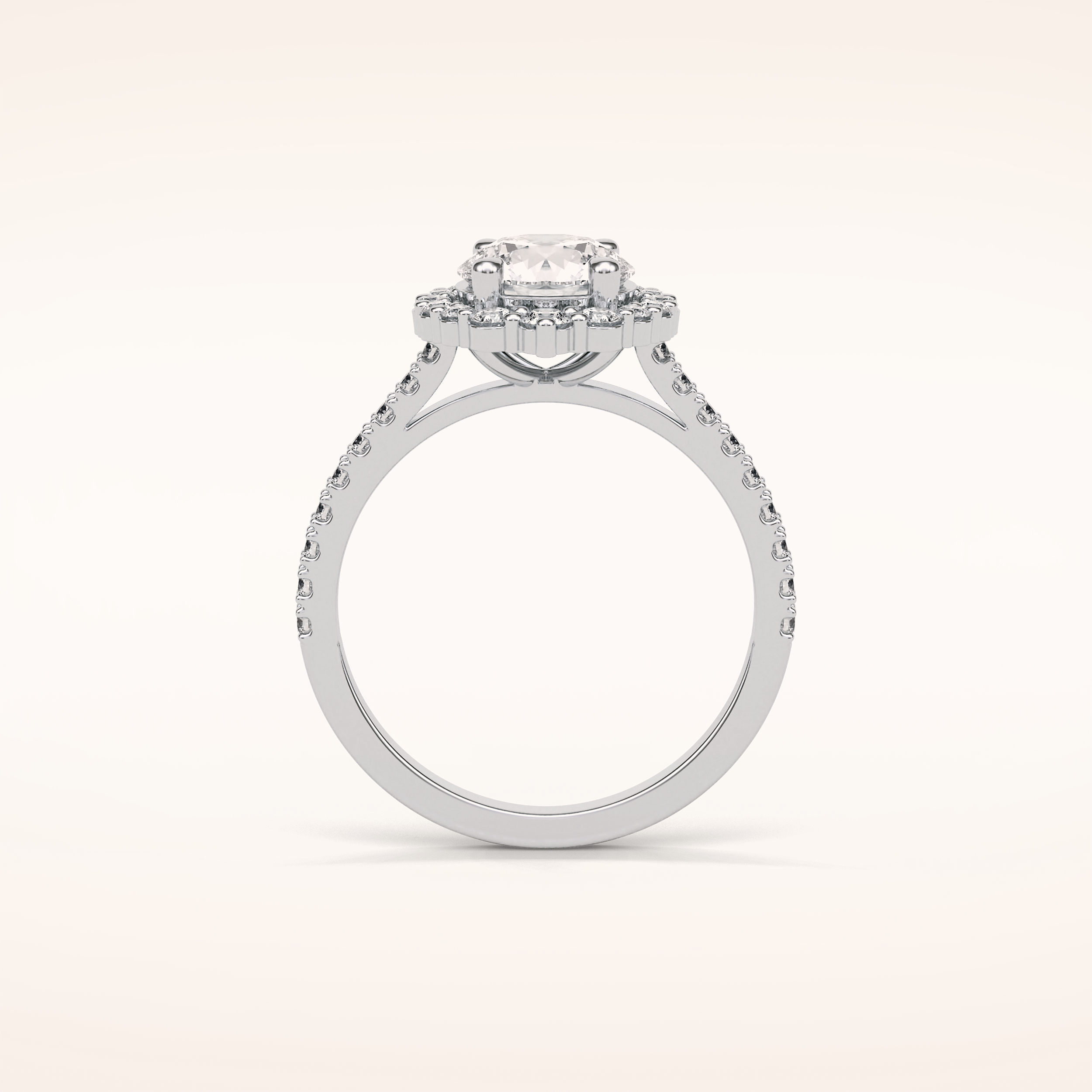1.25 CT Round Shaped Halo & Pave Moissanite Engagement Ring
