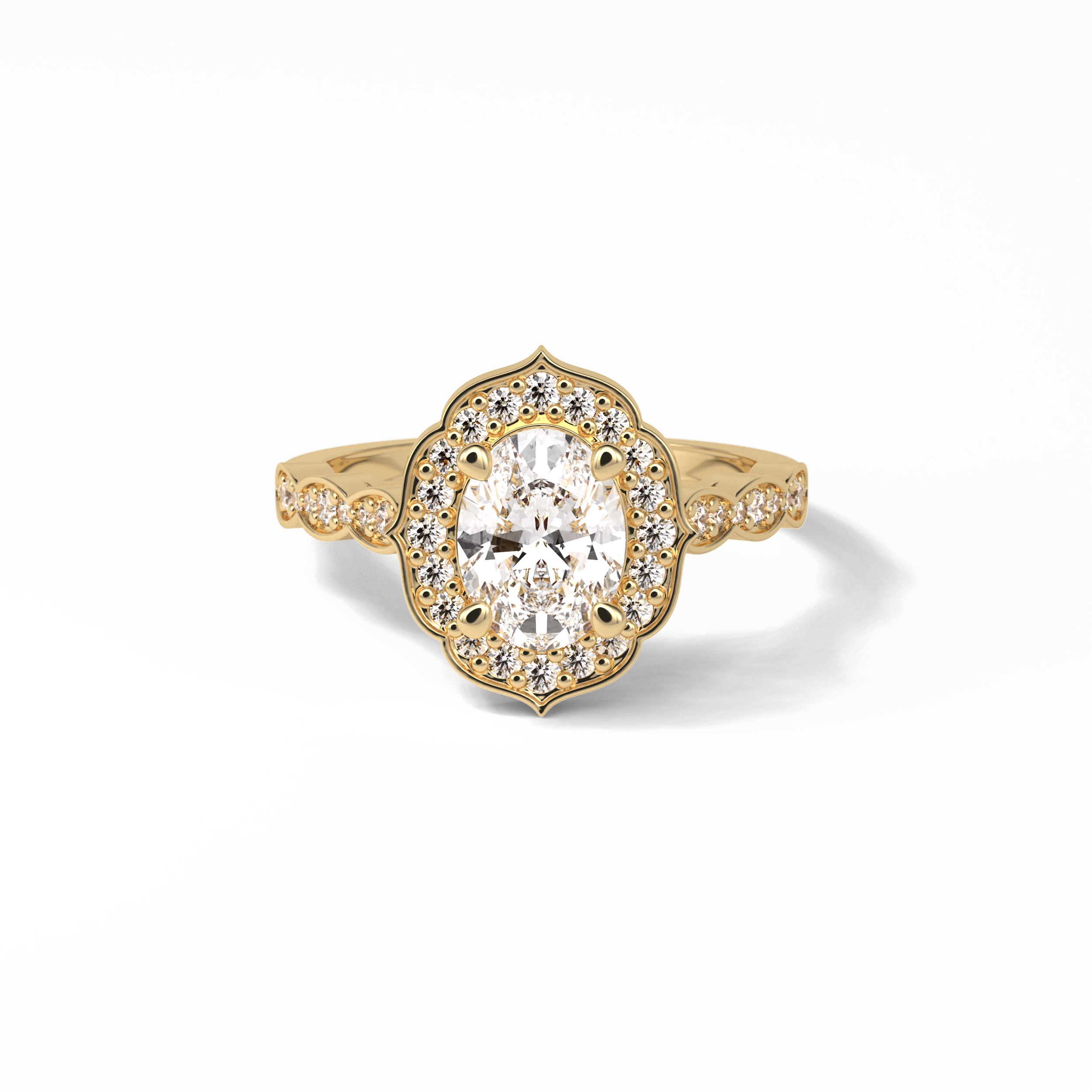 Oval Pave & Halo Lab Grown Diamond Engagement Ring