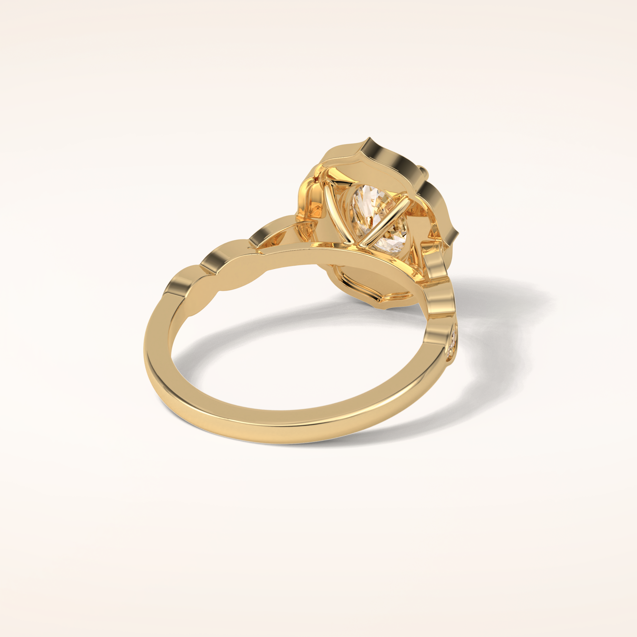 1.31 CT Oval Shaped Halo & Pave Moissanite Engagement Ring