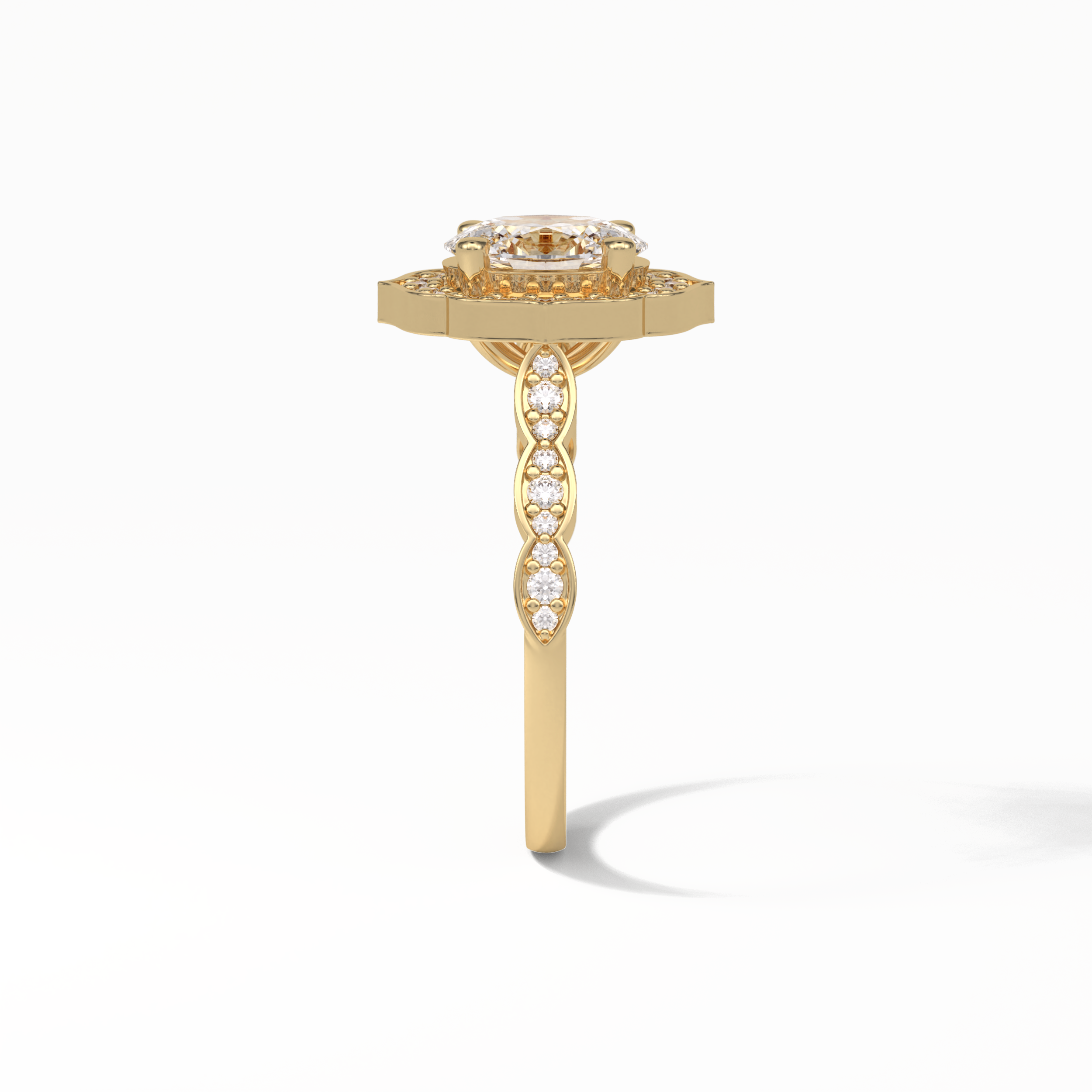 Oval Pave & Halo Lab Grown Diamond Engagement Ring