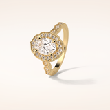 1.31 CT Oval Shaped Halo & Pave Moissanite Engagement Ring