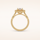 1.31 CT Oval Shaped Halo & Pave Moissanite Engagement Ring