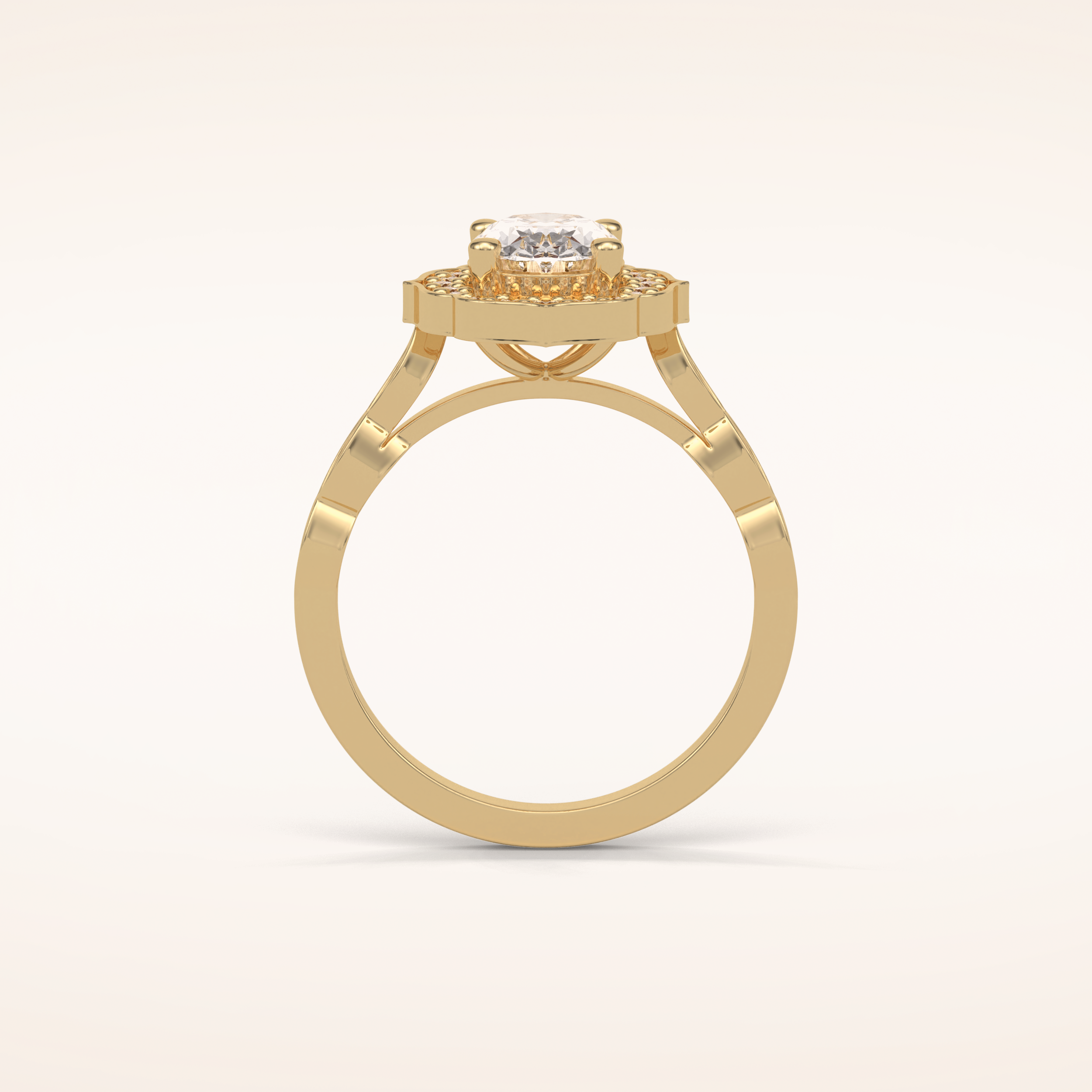 1.31 CT Oval Shaped Halo & Pave Moissanite Engagement Ring